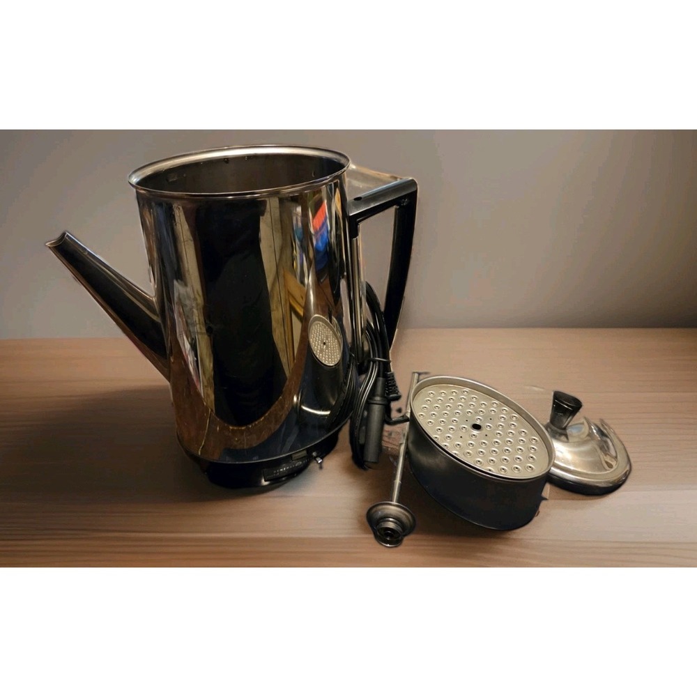VTG General Electric Coffee Percolator 106885R Stainless Steel  Tested & Working
